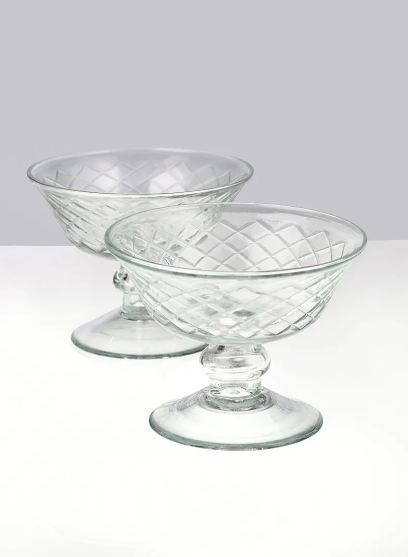 4.5in Wide Diamond Cut Glass Pedestal Bowl