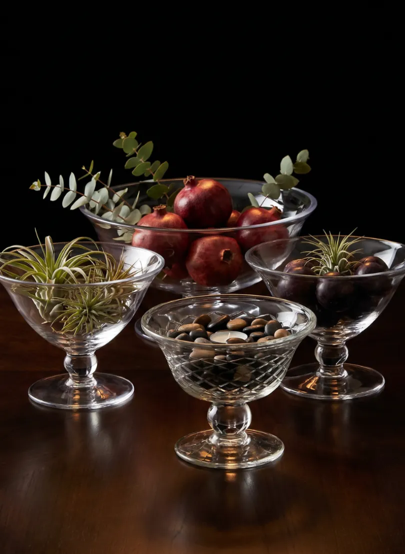 6in Wide Diamond Cut Glass Pedestal Bowl