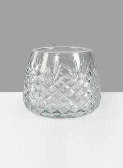 4in Wide Diamond Cut Glass Roly-Poly Vase