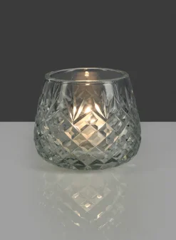 4in Wide Diamond Cut Glass Roly-Poly Vase
