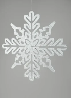 14in Wide 3D Plastic Snowflake Iridescent White