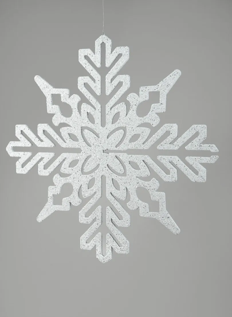 14in Wide 3D Plastic Snowflake Iridescent White
