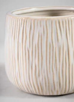 4in Wide Faro Aged White Ceramic Bowl