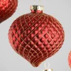 3in Wide Gilded Gold Red Onion Glass Ornament, Set of 6