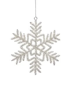 6in Wide Glass Beaded Snowflake Silver, Set of 6