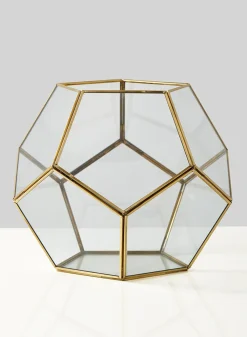 11in Wide Glass Honeycomb Candleholder