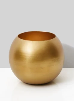 6in Wide Gold Iron Fishbowl Vase