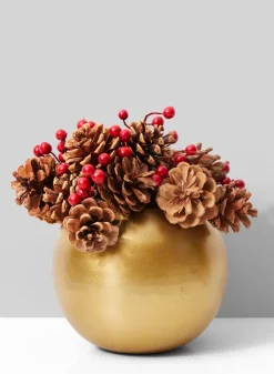 6in Wide Gold Iron Fishbowl Vase