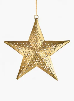 5 1/2in Wide Gold Iron Star Ornament