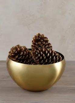 8in Wide Gold Metal Bowl