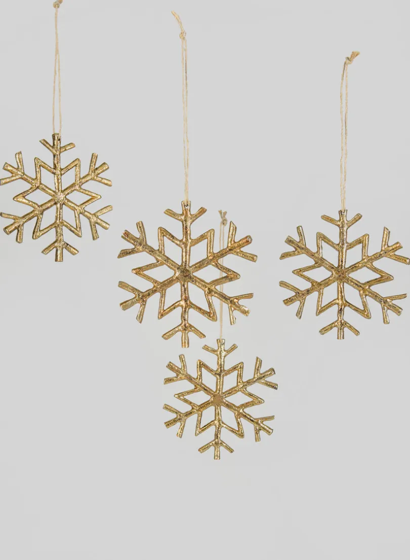 4.5in Wide Gold Metal Snowflake Ornaments