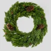 24in Wide Green Cypress Wreath With Pine Cones
