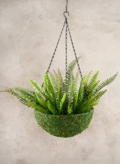 12in Wide Green Moss Basket