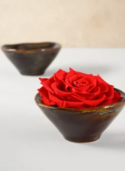 4.5in Wide Guan Oxblood Mini Ceramic Bowls, Set of 2