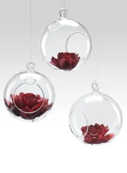 4in Wide Hanging Ball Glass Vase, Set of 3