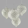 4in Wide Ice Glitter Onion Glass Ornament, Set of 4