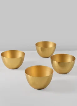 4.25in Wide Iron Gold Mini Bowls, Set of 4