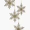 6in Wide Jewel Stud Snowflake Ornament, Set of 4
