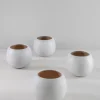 4.5in Wide Jorvik White Ceramic Fishbowl, Set of 4