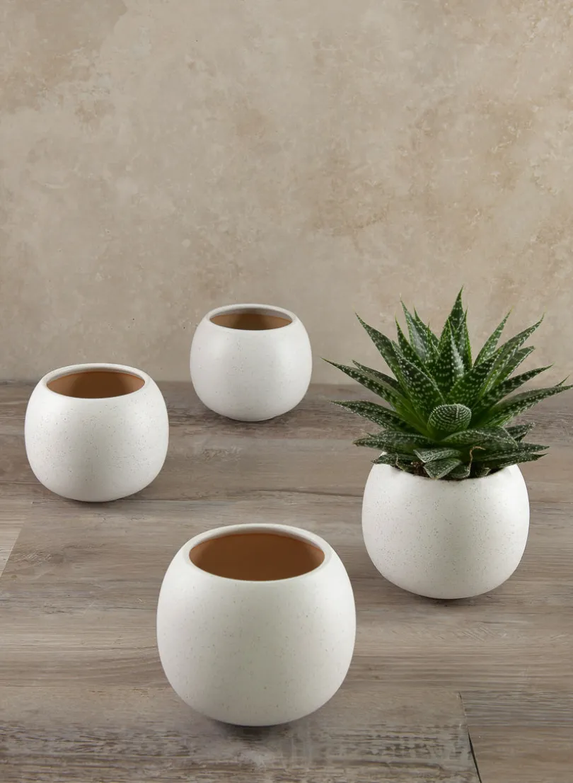 4.5in Wide Jorvik White Ceramic Fishbowl, Set of 4