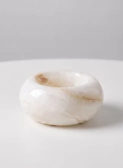 3in Wide Khyber White Onyx Candle Holder