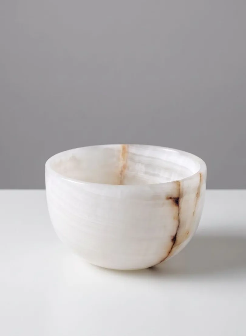 6in Wide Khyber White Onyx Decorative Bowl