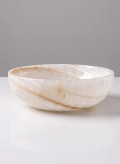 8in Wide Khyber White Onyx Decorative Bowl