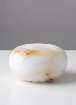 6in Wide Khyber White Onyx Low Cylinder