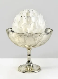 8in Wide La Boheme Vintage Silver Glass Urn