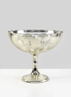 8in Wide La Boheme Vintage Silver Glass Urn