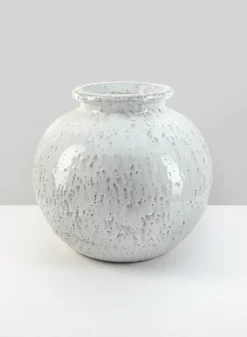 11.5in Wide Lebes Aged White Garden Urn
