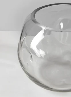 7.5in Wide Luster Dimpled Clear Fishbowl Glass Vase