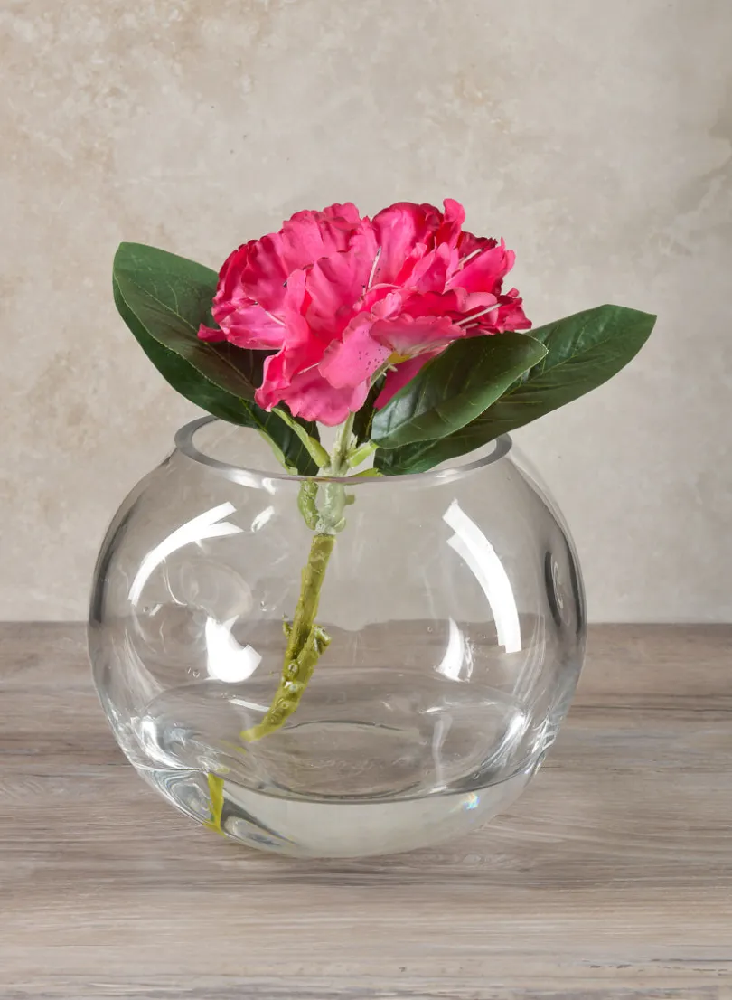 7.5in Wide Luster Dimpled Clear Fishbowl Glass Vase