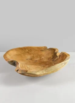 12in Wide Makassar Teak Dish Wood Bowl
