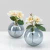 4.25in Wide Marbella Smoke Luster Glass Bud Vase, Set of 2