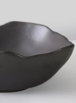 12in Wide Matte Black Ceramic Centerpiece Bowl