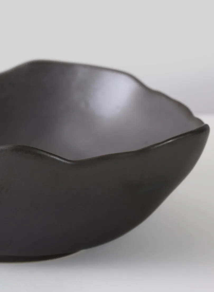 12in Wide Matte Black Ceramic Centerpiece Bowl