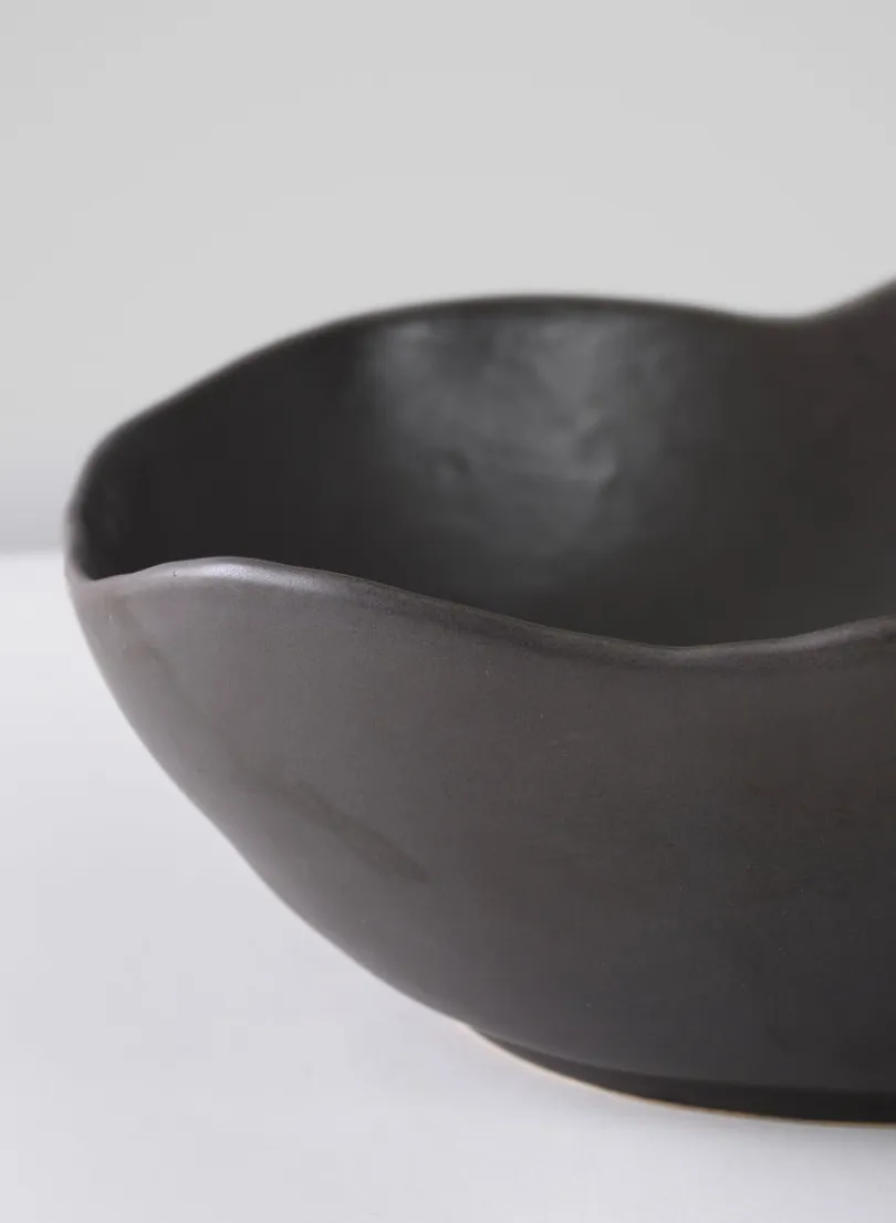 12in Wide Matte Black Ceramic Centerpiece Bowl