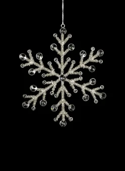 8.75in Wide Metal Bead Snowflake Ornament, Set of 4