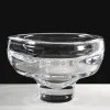 8in Wide Norvege Hand Blown Clear Glass Bowl
