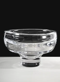 8in Wide Norvege Hand Blown Clear Glass Bowl