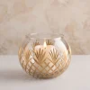 6in Wide Nuage Gold Etched Cutwork Glass Fishbowl