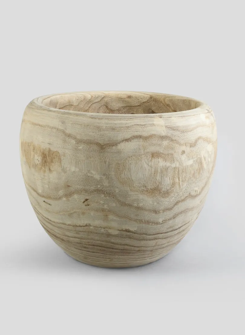 18in Wide Paulownia Wood Fishbowl Pot