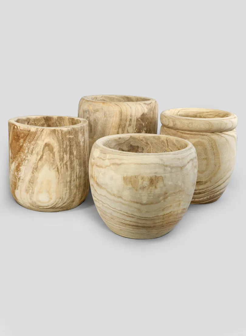 18in Wide Paulownia Wood Fishbowl Pot