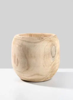 8in Wide Paulownia Wood Fishbowl Vase