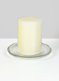 5.5in Wide Pillar Candle Glass Plate, Set of 4
