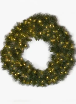 36in Wide Pine Wreath With 150 LED Lights