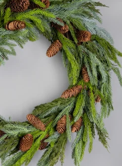 23in Wide Pine Wreath with Pine Cones