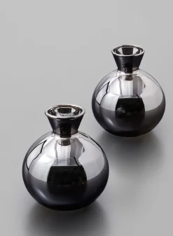 4in Wide Platinum Bud Vase, Set of 2