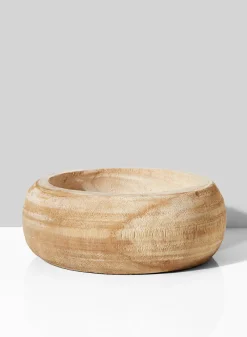 9.5in Wide Round Paulownia Wood Bowl